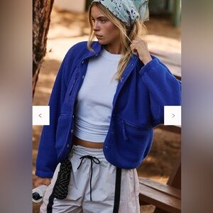 Free People Hit The Slopes Fleece Jacket Large Color: Sapphire NWT